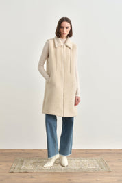Angora Vest with Shiny Accessories - Beige