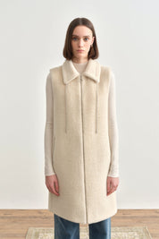 Angora Vest with Shiny Accessories - Beige