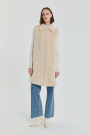Angora Vest with Shiny Accessories - Beige