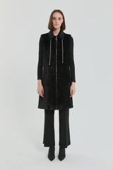 Angora Vest with Shiny Accessories - Black