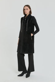 Angora Vest with Shiny Accessories - Black