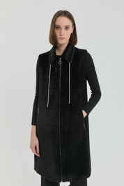 Angora Vest with Shiny Accessories - Black