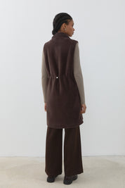 Angora Vest with Sparkling Stone Accessories - Brown