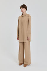 Sparkling Stone Detail Knitted Pants and Tunic Set - Camel