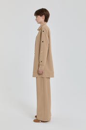 Sparkling Stone Detail Knitted Pants and Tunic Set - Camel