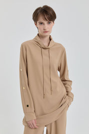 Sparkling Stone Detail Knitted Pants and Tunic Set - Camel