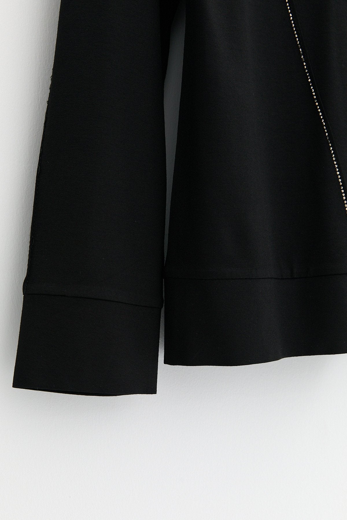 Cotton Blouse with Sparkling Stone Details - Black