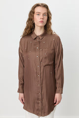 Tunic with Sparkling Stone Details - Brown