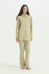 Sparkly Rhinestone Canvas Cotton Tracksuit - Thyme