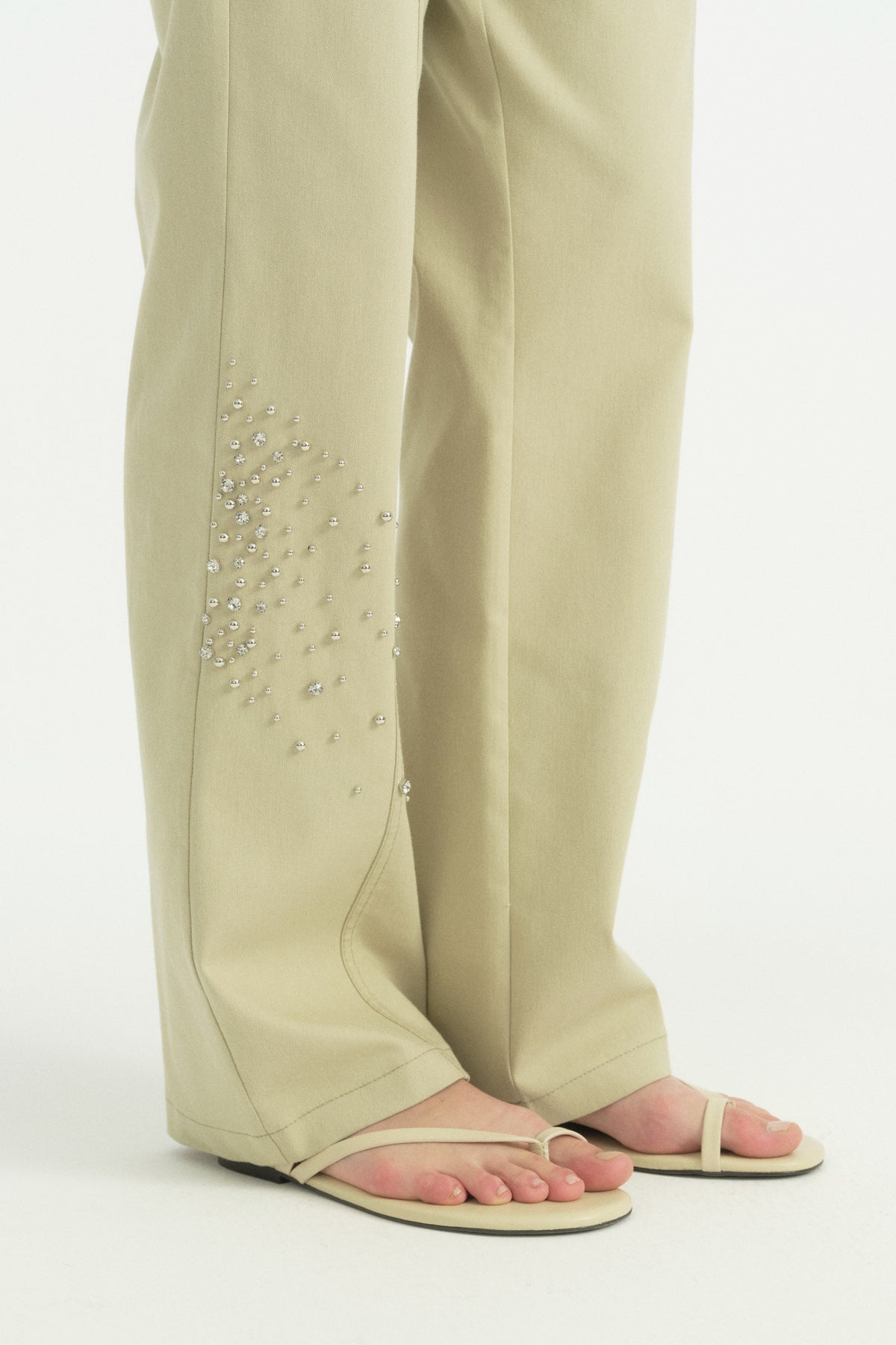 Sparkly Rhinestone Canvas Cotton Tracksuit - Thyme