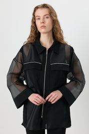 Embellished Organza Jacket - Black