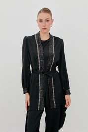 Payetli Pantolon Ceket Takım - Siyah