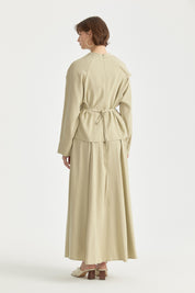 Cape Detail Lyocell Skirt Blouse Set - Thyme