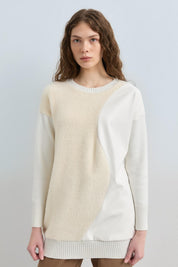 Peluş Detaylı Triko Tunik - Ekru