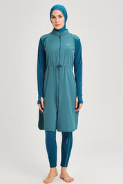 Performance Series Honeycomb Texture Detail Hijab Swimsuit Set - Aqua Green 