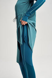 Performance Series Honeycomb Texture Detail Hijab Swimsuit Set - Aqua Green 