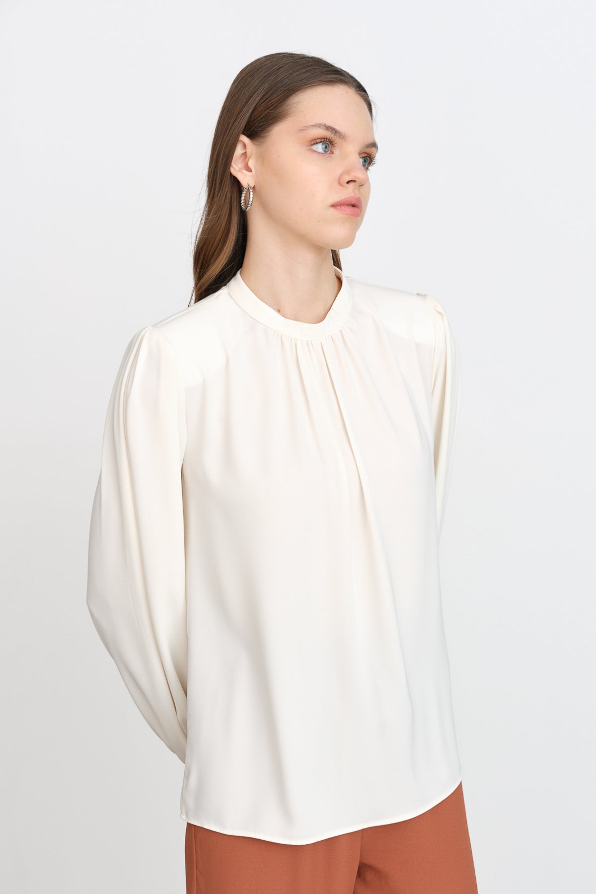 Pleated Detail Blouse - Ecru
