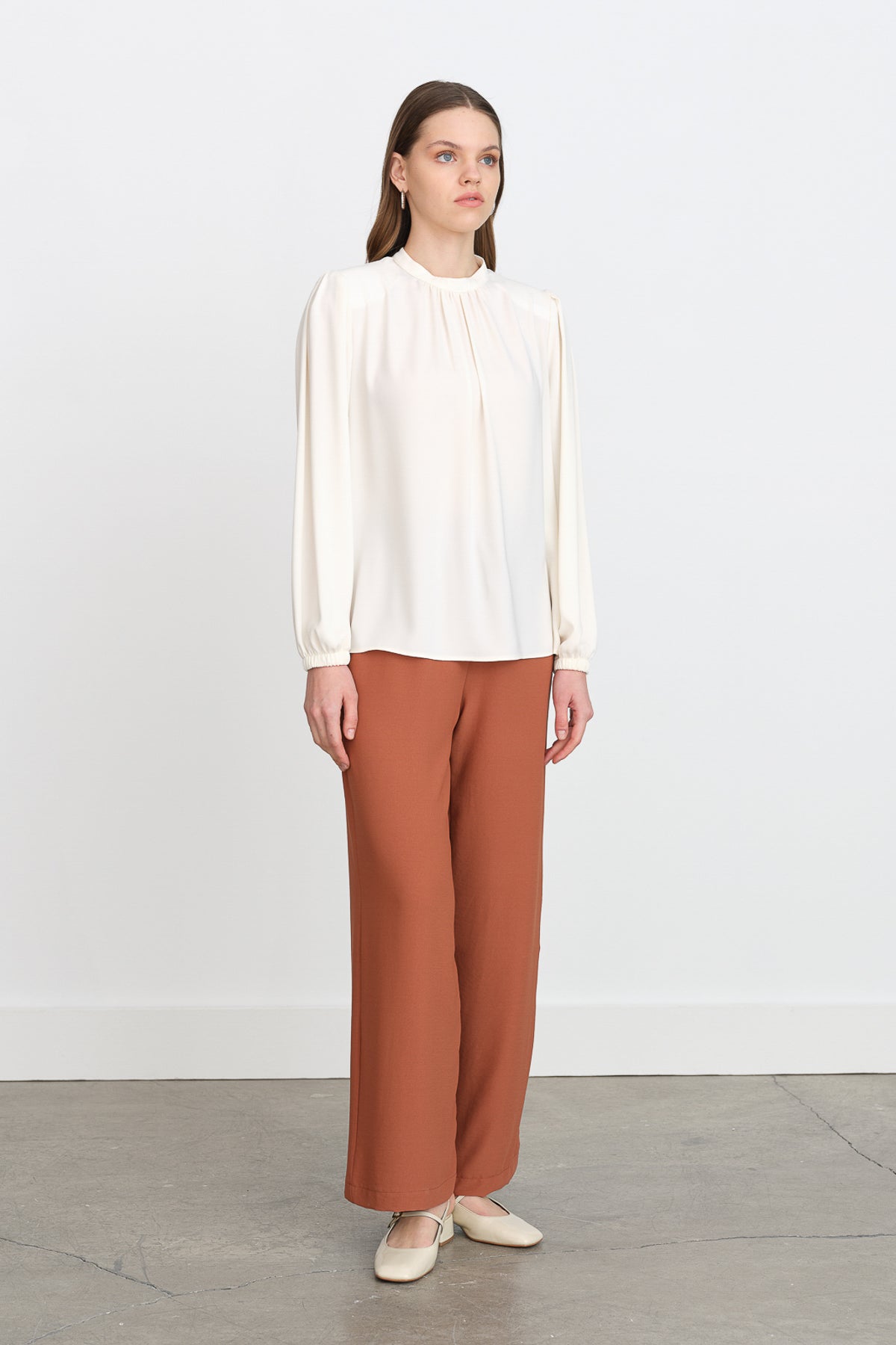 Pleated Detail Blouse - Ecru