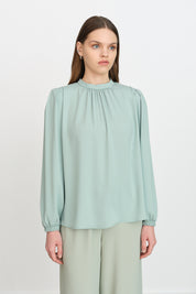 Pile Detaylı Bluz - Mint