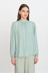Pile Detaylı Bluz - Mint