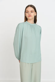 Pile Detaylı Bluz - Mint