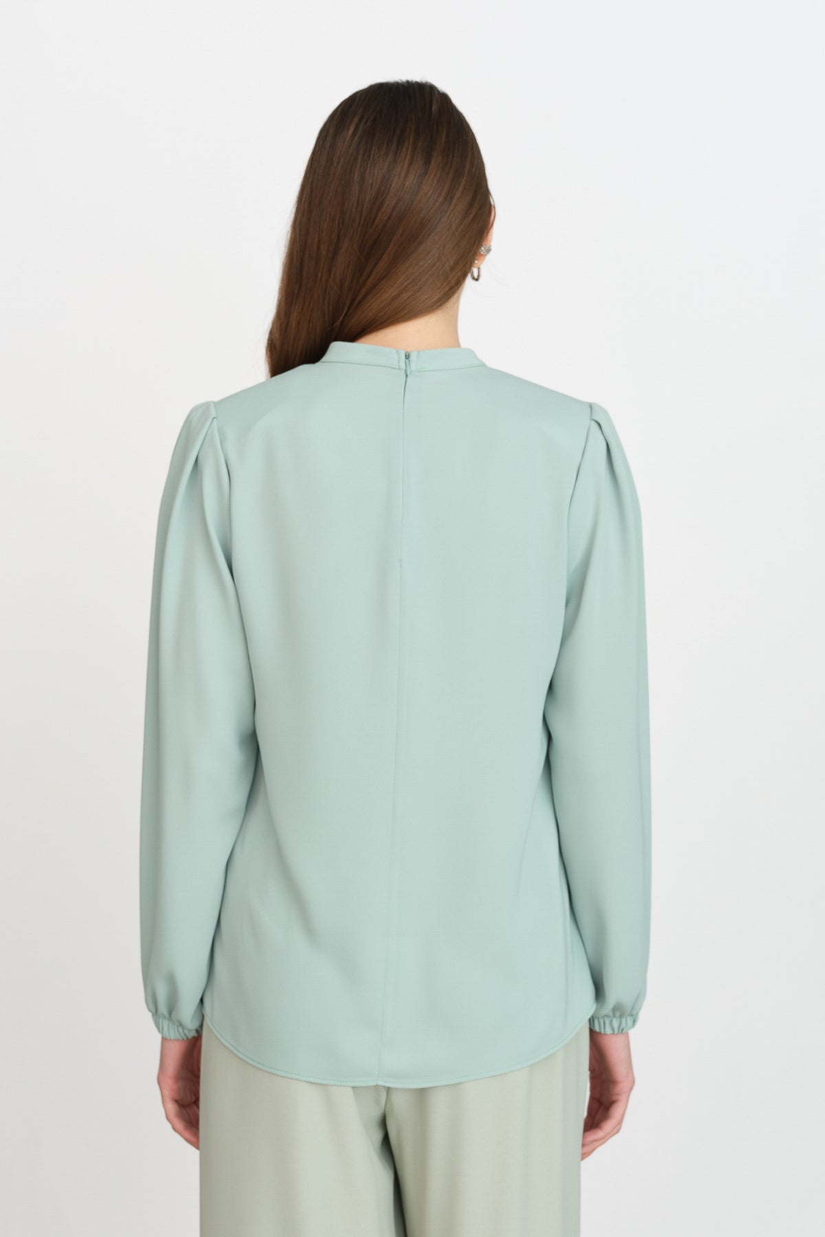 Pile Detaylı Bluz - Mint