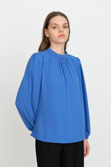 Pile Detaylı Bluz - Saks
