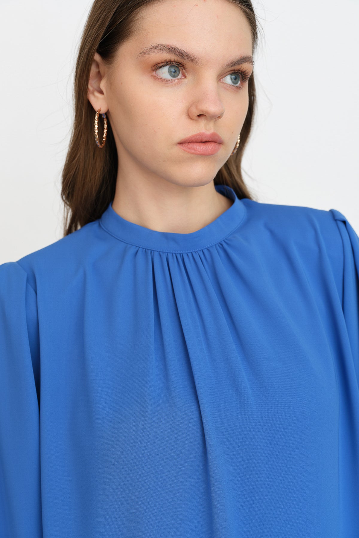 Pile Detaylı Bluz - Saks