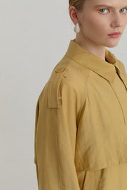 Pleated Detailed Lyocell Crop Jacket - Saffron