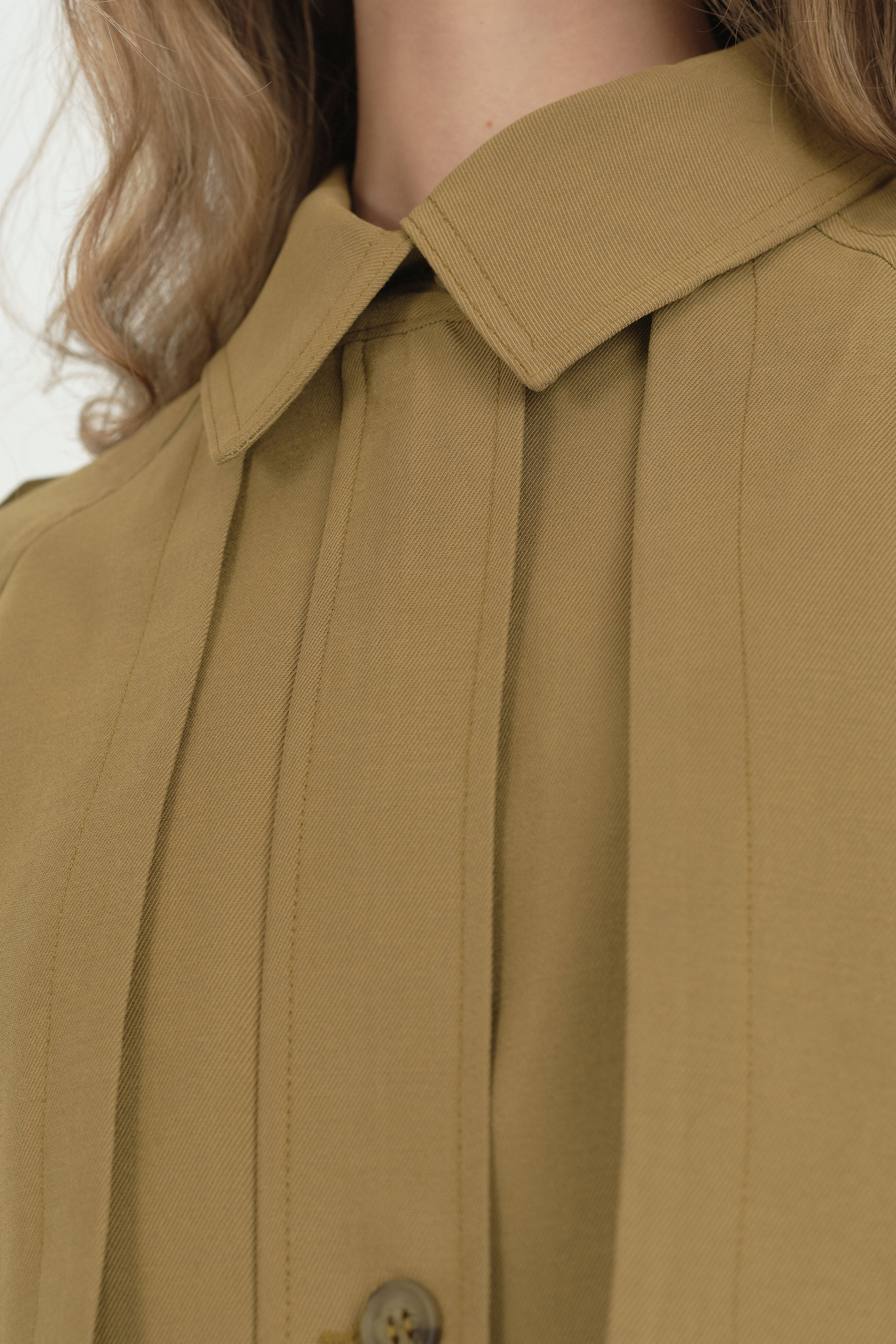 Pile Fermuar Detaylı Crop Ceket - Olive
