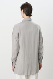 Pile ve Kemer Detaylı Tencel Tunik - Gri