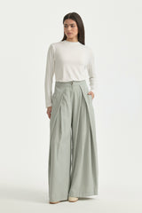 Pleated High-Waisted Lyocell Trousers - Sage