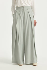 Pleated High-Waisted Lyocell Trousers - Sage