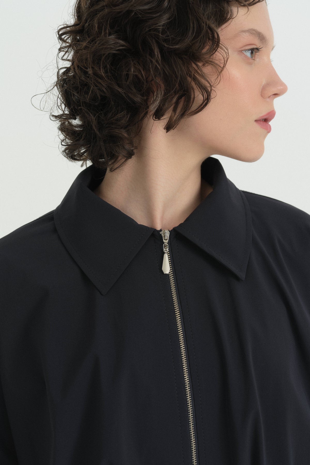 Pili Detaylı Crop Ceket - Lacivert