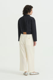 Pili Detaylı Crop Ceket - Lacivert