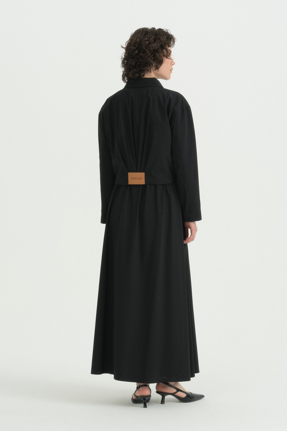 Pili Detaylı Crop Ceket - Siyah
