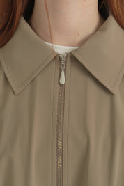 Pili Detaylı Crop Ceket - Vizon