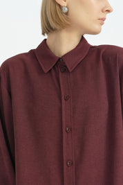 Pili Detaylı Vintage Gömlek - Bordo