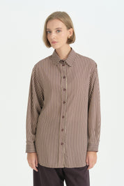 Pili Detaylı Vintage Gömlek Tunik - Mürdüm
