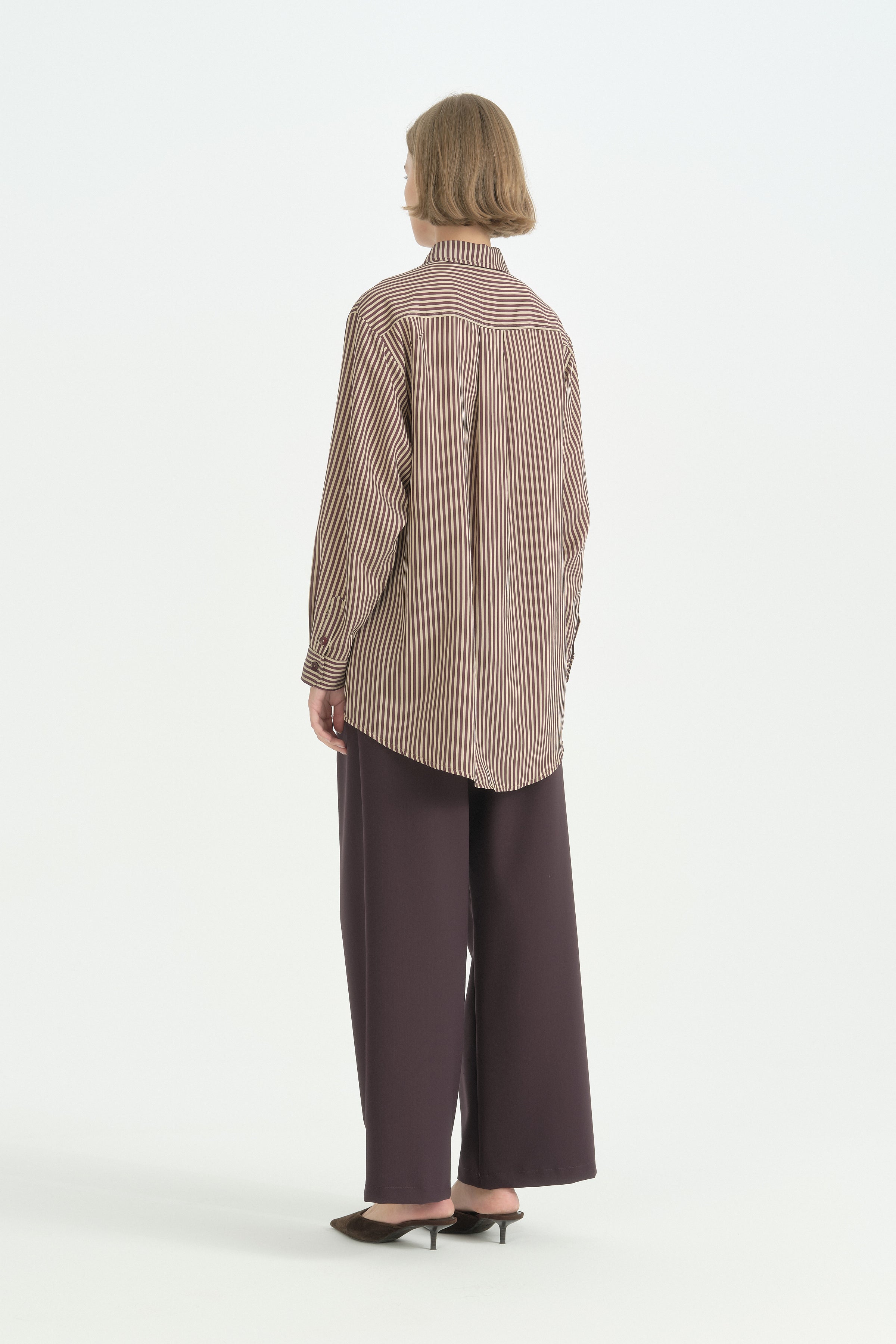 Pili Detaylı Vintage Gömlek Tunik - Mürdüm
