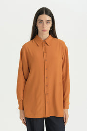 Pili Detaylı Vintage Gömlek Tunik - Tarçın