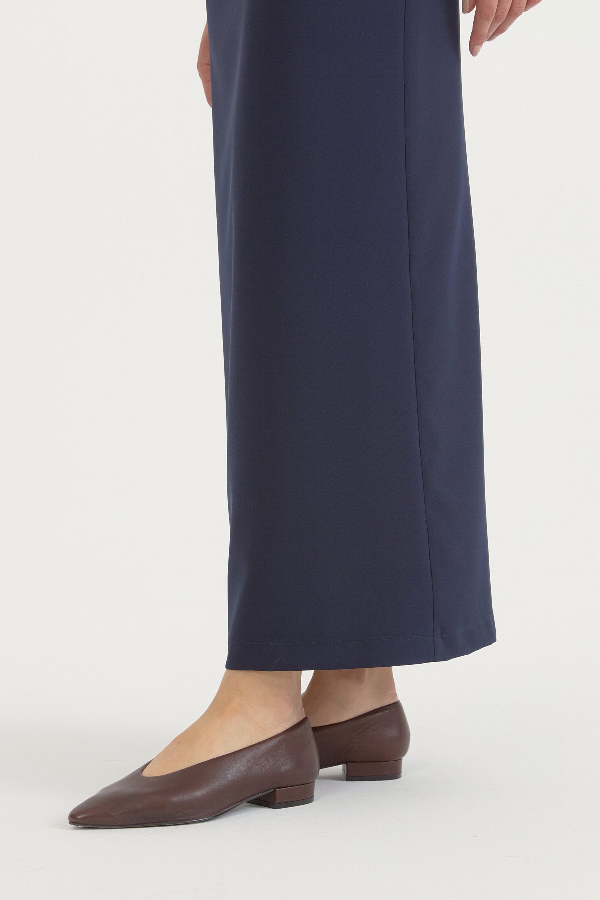 Pleated Pencil Skirt - Navy Blue