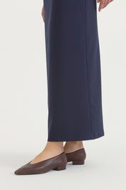 Pleated Pencil Skirt - Navy Blue