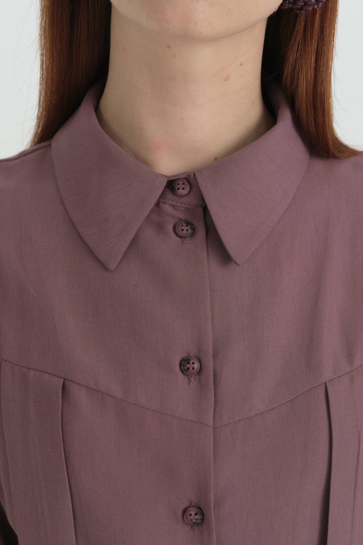 Pilili Kuşak Detaylı Lyocell Tunik - Mürdüm