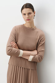 Pleated Skirt and Blouse Set - Mink