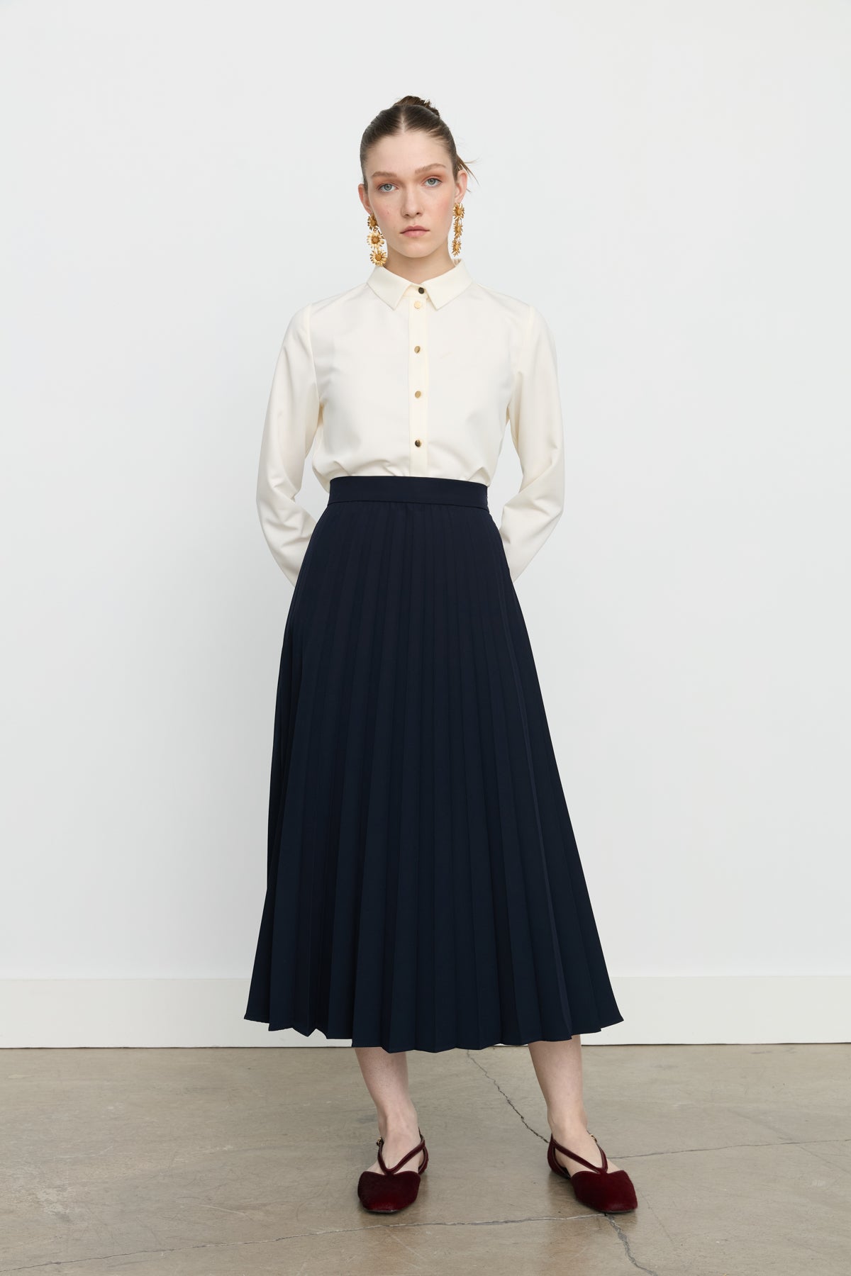 Pleated Skirt - Navy
