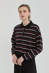 Polo Yaka Crop Kazak - Siyah
