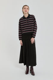 Polo Yaka Crop Kazak - Siyah