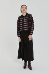 Polo Yaka Crop Kazak - Siyah