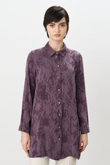 Premium Shirt Collar Cupra Tunic - Plum